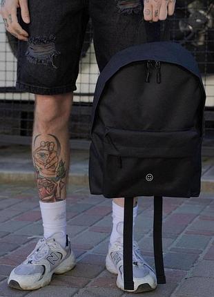 Чоловічий повсякденний рюкзак шкільний without compact з принтом smile black