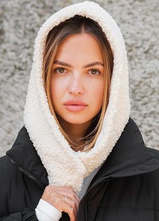 Тепла шапка капюшон капор теді на флісі without bonnet white woman