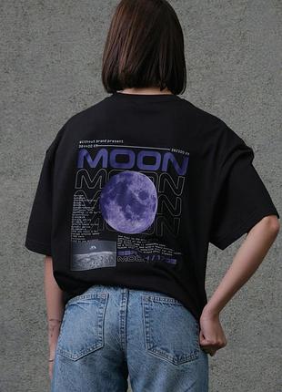 Жіноча оверсайз футболка з принтом without moon black