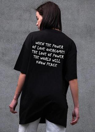 Жіноча оверсайз футболка without з принтом power peace black
