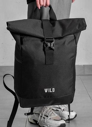 Женский повседневный рюкзак роллтоп школьный without с принтом wild black