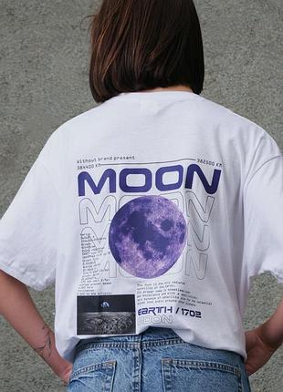 Жіноча оверсайз футболка з принтом without moon white