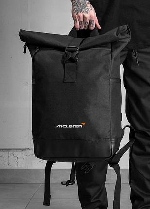 Мужской повседневный рюкзак роллтоп школьный without с принтом mclaren black