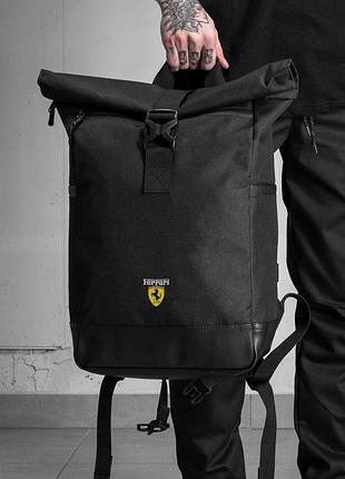 Чоловічий повсякденний рюкзак роллтоп шкільний without з принтом ferrari black