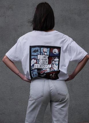 Жіноча оверсайз футболка з принтом without rick and morty white xxl/3xl