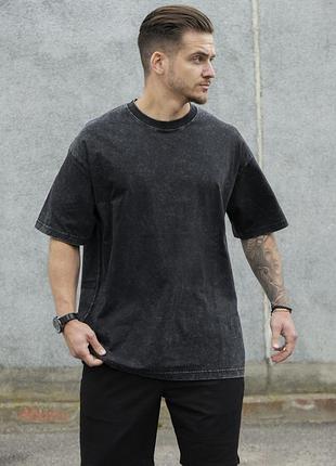 Чоловіча варена вінтажна оверсайз футболка на літо without washed l/xl
