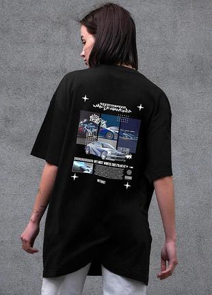 Жіноча оверсайз футболка without з принтом wanted black l/xl