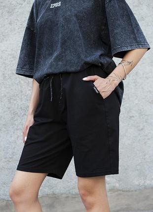 Жіночі бавовняні базові трикотажні шорти without basic black s