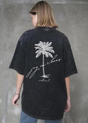 Женская виварена оверсайз футболка without washed с принтом joy palma black l/xl