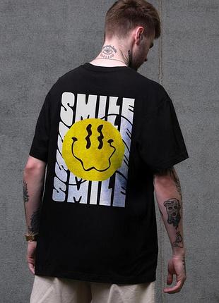 Чоловіча оверсайз футболка з принтом without smile black xxl/3xl
