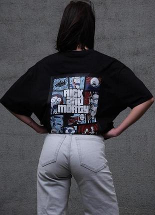 Жіноча оверсайз футболка з принтом without rick and morty black xxl/3xl