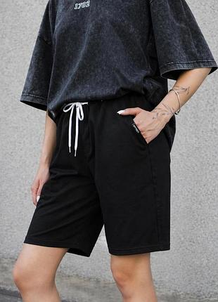 Жіночі бавовняні базові трикотажні шорти without basic black&white 4xl