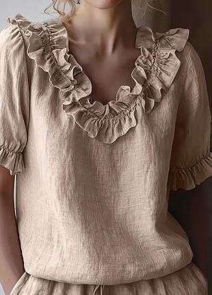 Стильная, эффектная, легкая блуза, р. s, xl, наши 40-44, 48-50,  тёмный беж