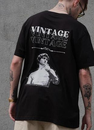 Чоловіча оверсайз футболка з принтом without vintage black xxl/3xl