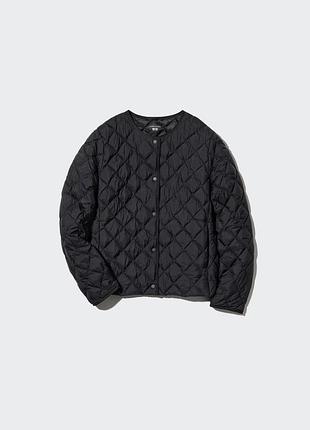 Uniqlo pufftech quilted jacket чорна l | компактна демісезонна куртка