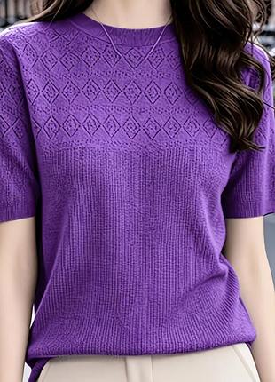 Нежная, мягенькая, трикотажная блуза, кофточка , 75% вискоза, р. xxl, наш 48-52, фиолетовый