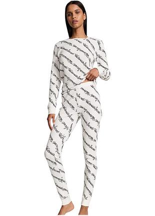 Термо пижама victoria’s secret thermal pj set white logo xs белая