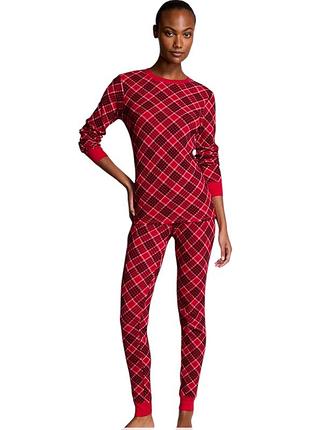 Термо пижама victoria's secret thermal pajama set red plaid xs красная в клетку