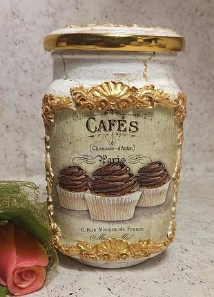 Декоративная баночка для сахара и меда с декором