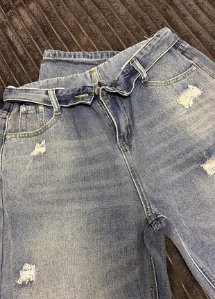 Джинси з дирками потертостями жіночі сині zara bershka,pull&bear,massimo dutti