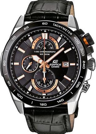 Мужские часы casio edifice efr-520l-1a стальной корпус водозащита 100 м чёрный циферблат