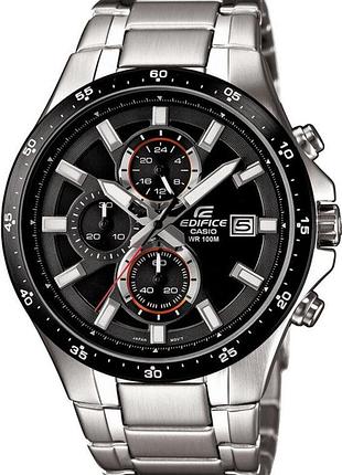 Мужские часы casio edifice efr-519d-1a стальной корпус водозащита 100 м чёрный циферблат