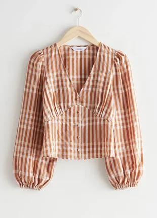Блуза &amp; other stories gingham balloon sleeve blouse - s