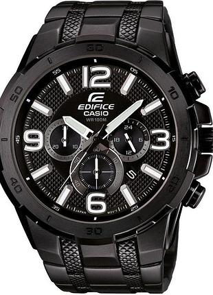 Годинник чоловічий casio edifice efr-538bk-1a сталевий корпус водозахист 100 м чорний циферблат