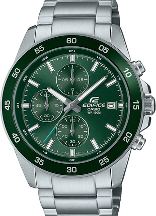Мужские часы casio edifice efr-526d-3a стальной корпус водозащита 100 м зелёный циферблат