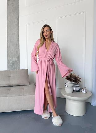 Женский комплект трикотажный халат топ шорты janet collection s-m розовый