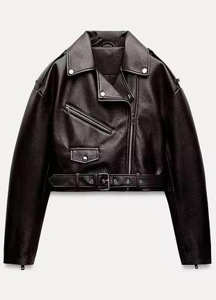 Косуха укорочена в стилі zara в трендовому шоколадному кольорі