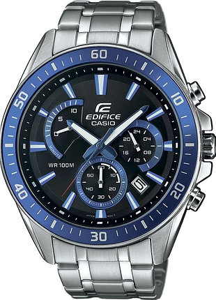 Мужские часы casio edifice efr-552d-1a2 стальной корпус водозащита 100 м синий циферблат