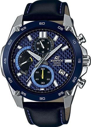 Мужские часы casio edifice efr-557bl-2a стальной корпус водозащита 100 м синий циферблат