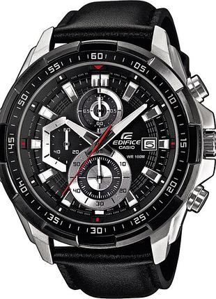 Мужские часы casio edifice efr-539l-1a стальной корпус водозащита 100 м чёрный циферблат