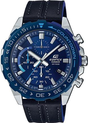 Мужские часы casio edifice efr-566bl-2a стальной корпус водозащита 100 м синий циферблат
