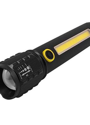 Карманный фонарик police td-c82/c72-p50+cob оснащен светодиодами, функцией зума, встроенным аккумулятором