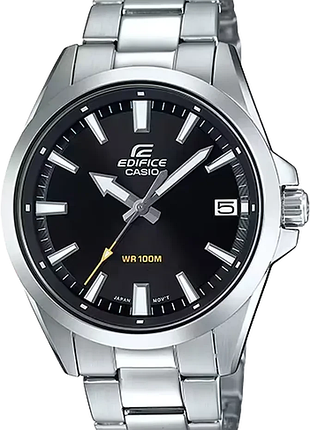 Мужские часы casio edifice efv-100d-1a стальной корпус водозащита 100 м чёрный циферблат