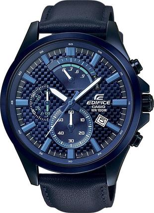 Мужские часы casio edifice efv-530bl-2a стальной корпус водозащита 100 м синий циферблат