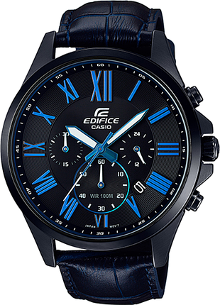 Годинник чоловічий casio edifice efv-500bl-1b сталевий корпус водозахист 100 м чорний циферблат