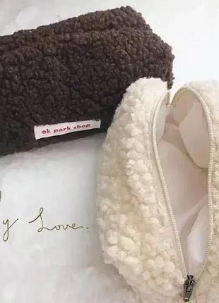 Косметичка-органайзер beauty luxury жіноча м'яка плюшева (баранчик) wb-9002 тедді