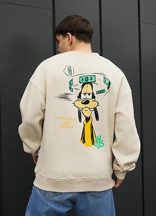 Світшот з мультяшним принтом staff get money oversize fleece