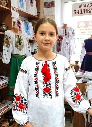 Вишиванка на дівчинку підліток калина довгий рукав 170