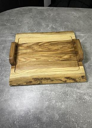 Сервірувальна дошка з натурального дерева з ручками liveedge serve board з живим краєм, покрита масло-воском сдд044