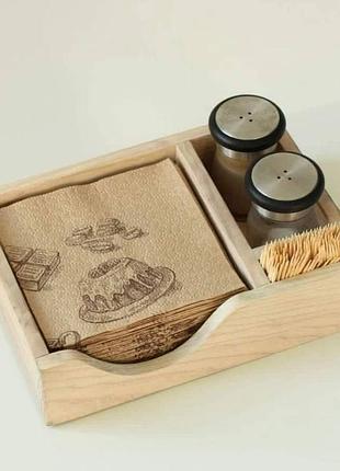 Підставка під серветки та спеції з натурального дерева з обжигом ecoserve wood ддз057