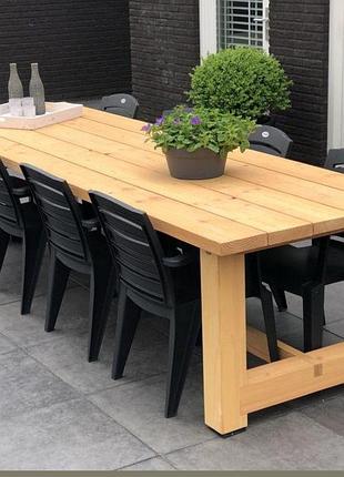 Садовий стіл з натурального дерева gardenwood table 250см*75см*80 см ,покритий безбарвним масло-воском ссд022