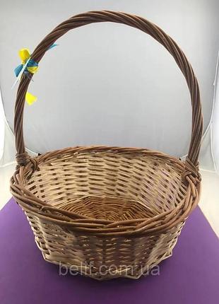 Плетений кошик із лози коричнева ручна робота на пасху, для декору, зберігання речей, пікніка, торгівлі