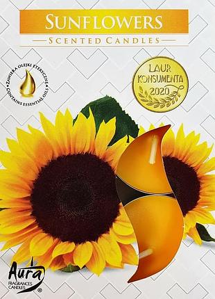Свічка чайна ароматична таблетка sunflowers 6 шт в упак p15-331