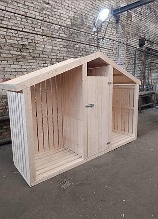 Дровник “экофлейм”,сосна, из натурального дерева 300см*180 см*60см днд089