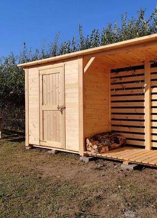 Дровник “nordwood”,сосна, из натурального дерева400см*200 см*80см днд090