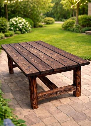 Садовый стол из натурального дерева foresttable outdoor 200см*75см*100 см, покрытый бесцветным маслом-воском ссд024